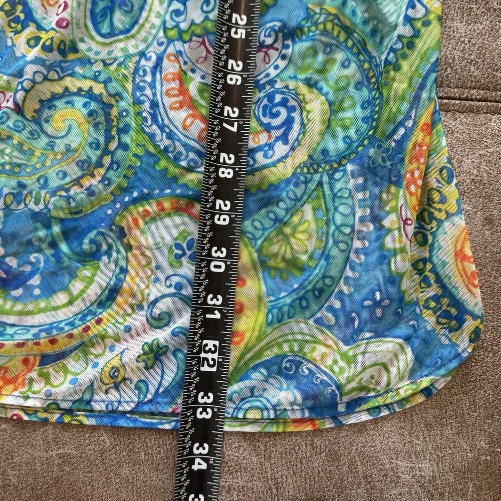 Lauren Ralph Lauren‎ Paisley Swim Cover Up Dress Blue Green Cinch Waist Resort S